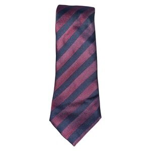 Hugo Boss Mens Silk Tie Dark Red Navy Blue Stripe NWT